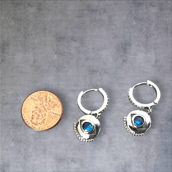 Stainless steel evil eyed earrings, Bluestone - Picture 4 of 5